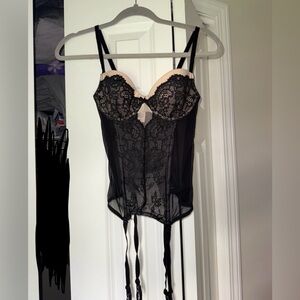 Victoria’s Secret 34B Black Lace Bustier with Matching Panty